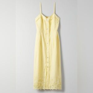 Aritzia Wilfred La Boheme 100% Linen Midi Dress in Butter Yellow Size 6  2377
